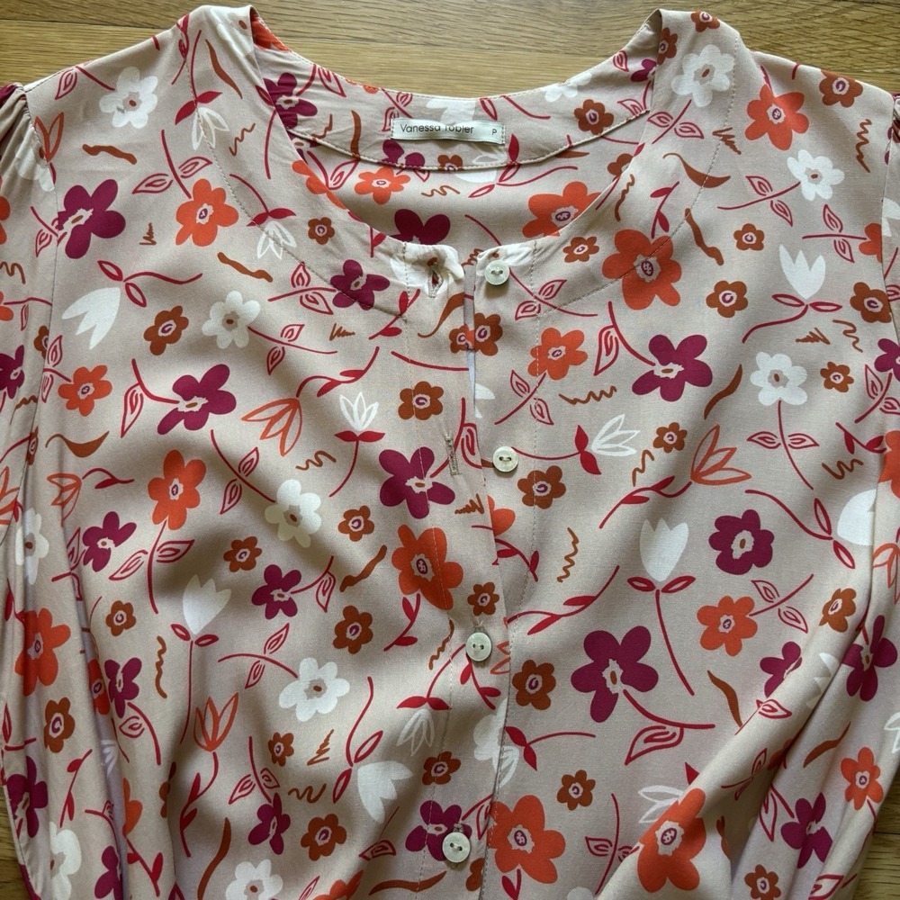 Vanessa Tobler Garden‎ Floral Maxi Dress Women's P Small Buttons Feminine Brunch - Picture 6 of 11